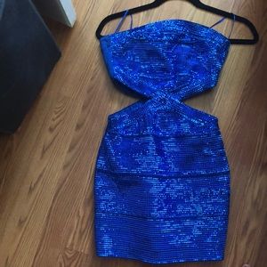 SMALL BLUE MINI DRESS WITH CUTOUTS BY WOW COUTURE